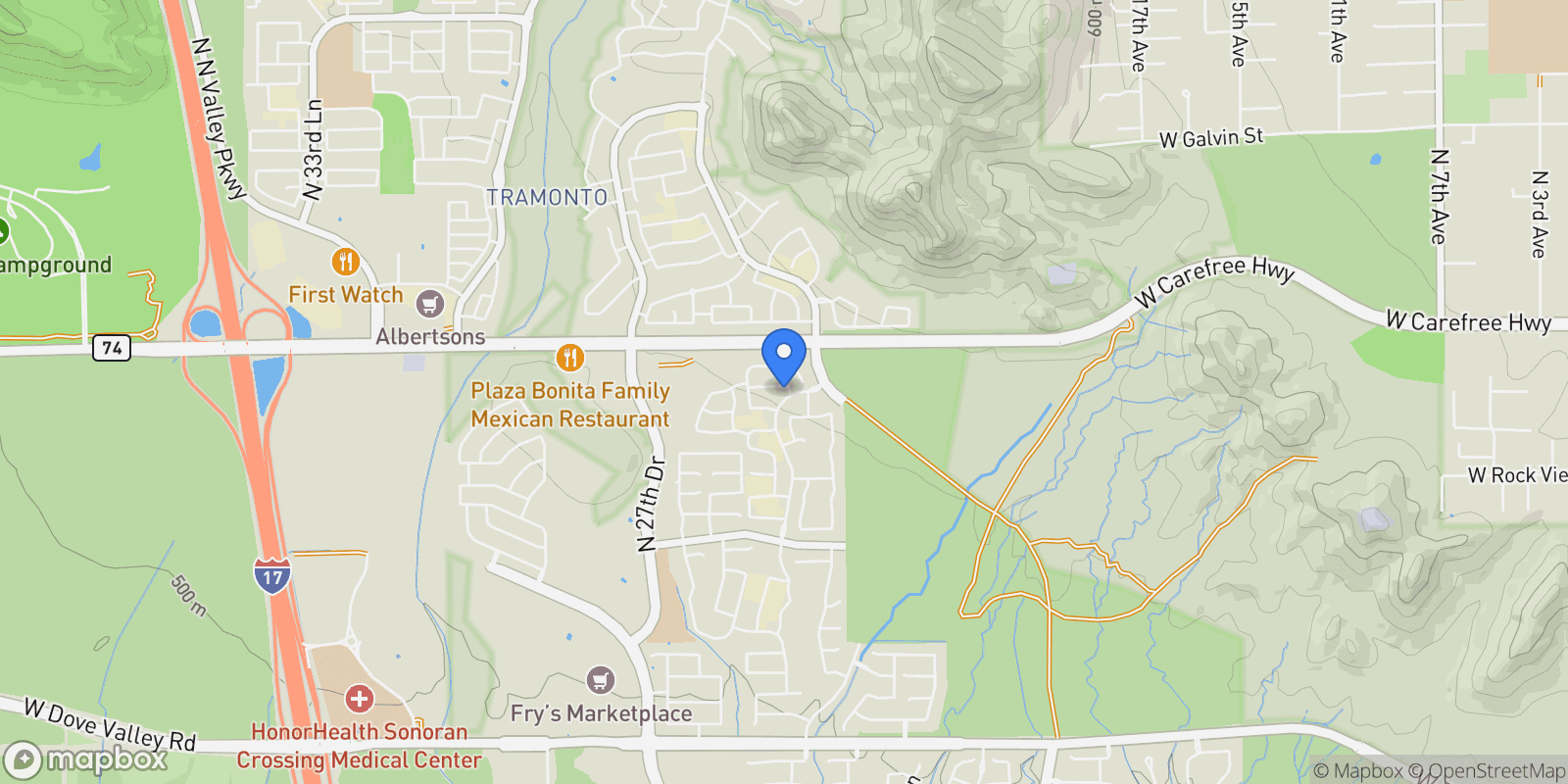 Map showing 2405 W Barbie Lane , Phoenix, AZ 85085, Phoenix, Arizona, United States.