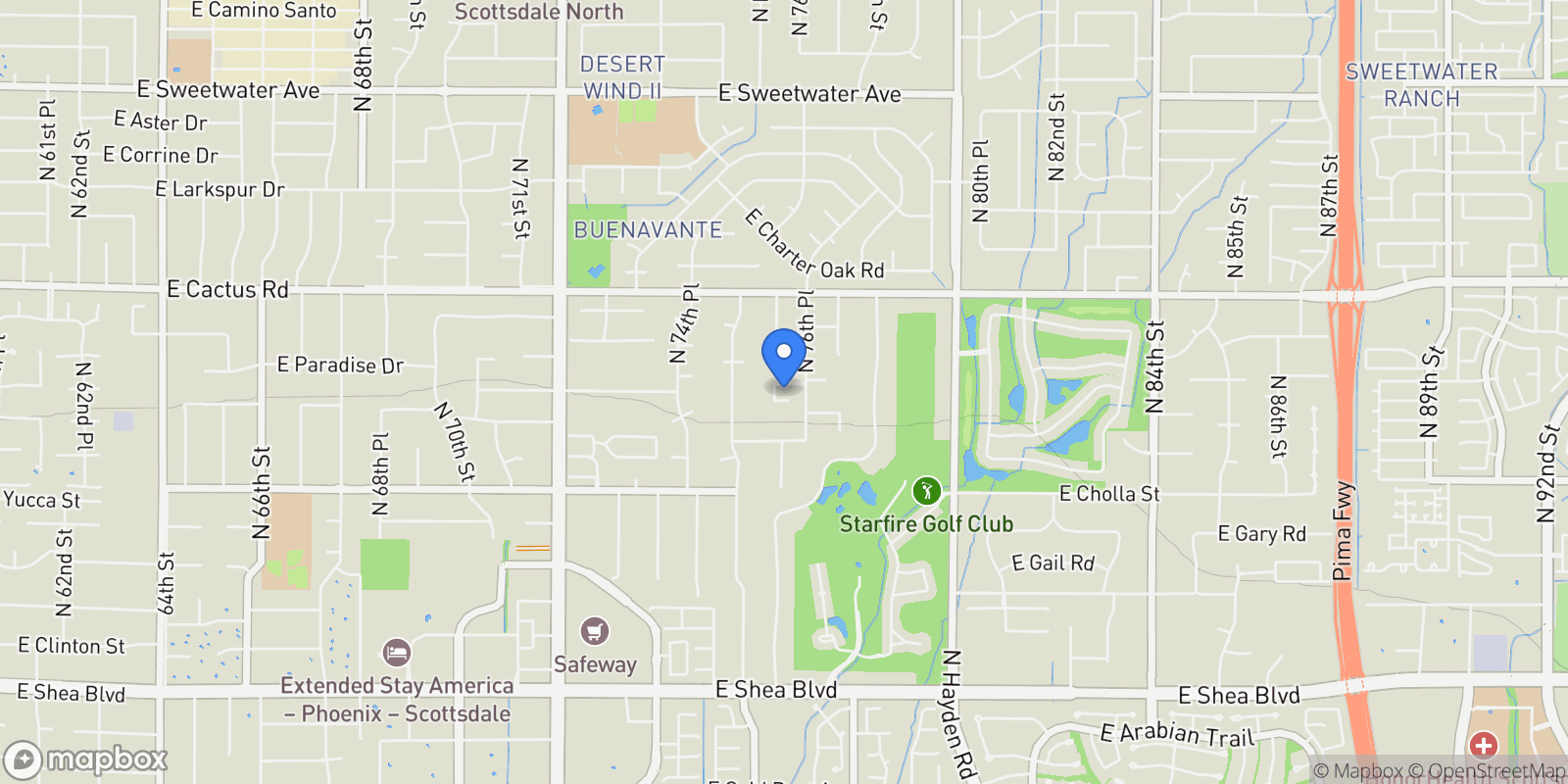 Map showing 7640 E Poinsettia Drive , Scottsdale, AZ 85260, Scottsdale, Arizona, United States.