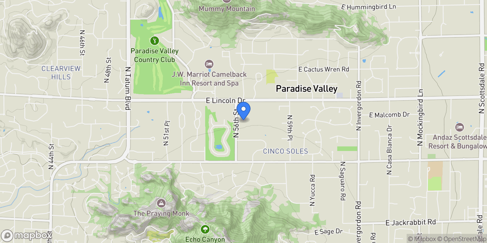 Map showing 5635 E Lincoln 34 Drive Unit# 34, Paradise Valley, AZ 85253, Paradise Valley, Arizona, United States.