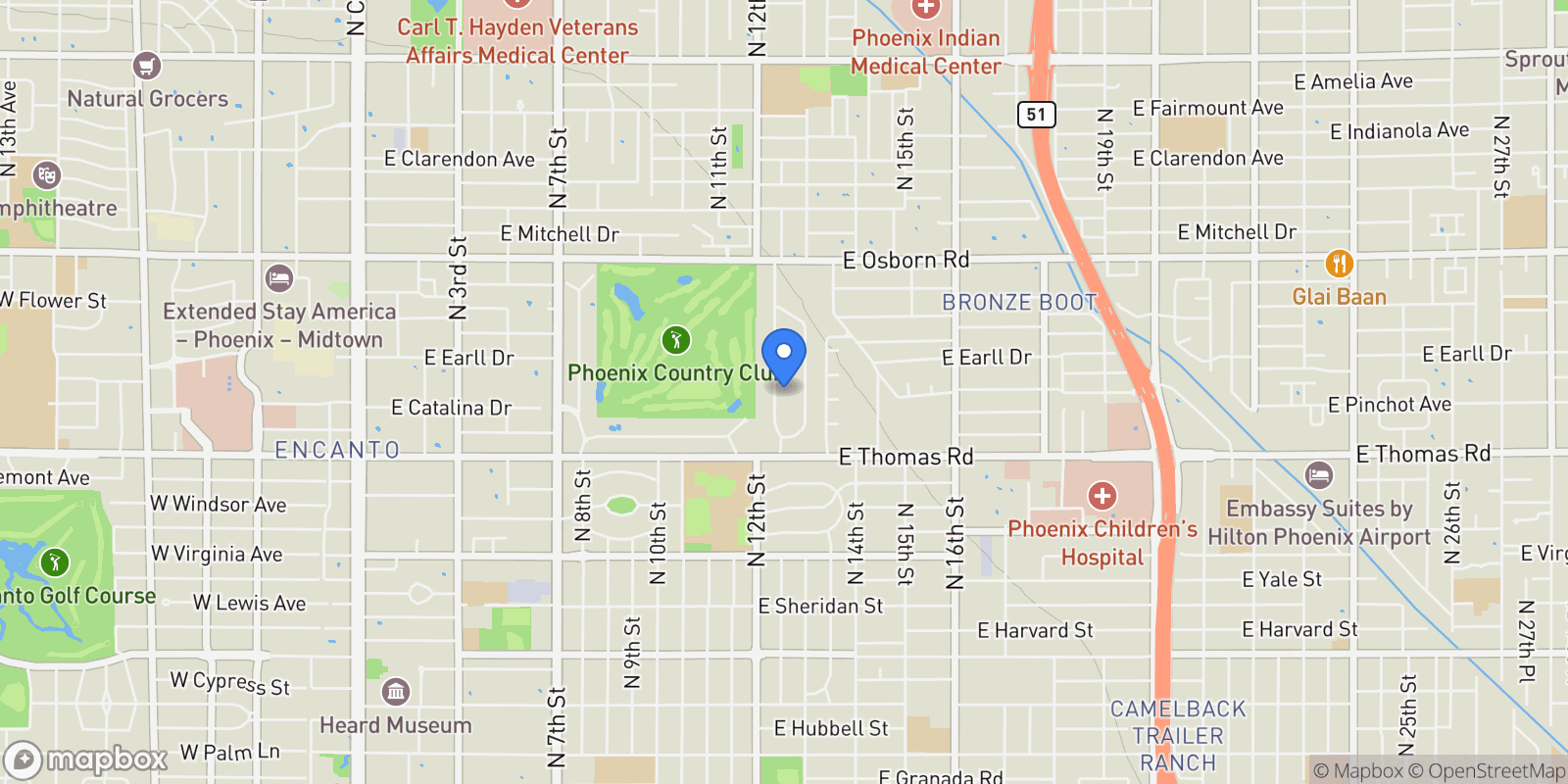 Map showing 3007 N Manor Drive West , Phoenix, AZ 85014, Phoenix, Arizona, United States.
