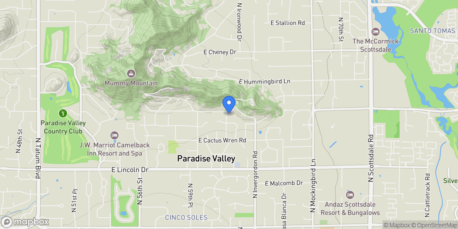 Map showing 6207 E Indian Bend Road , Paradise Valley, AZ 85253, Paradise Valley, Arizona, United States.