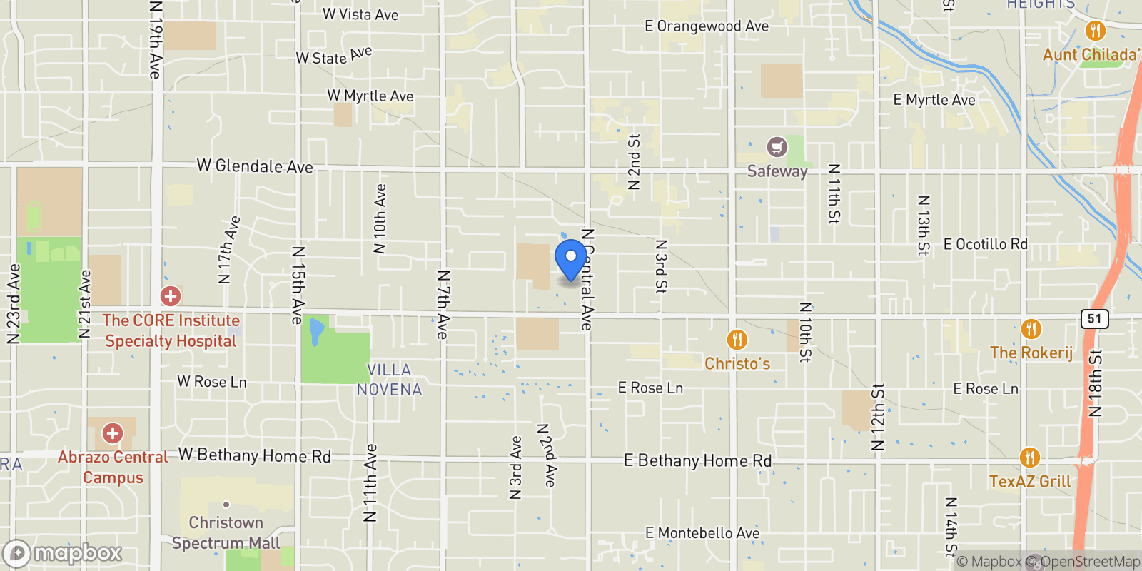 Map showing 17 W Sierra Vista Drive , Phoenix, AZ 85013, Phoenix, Arizona, United States.