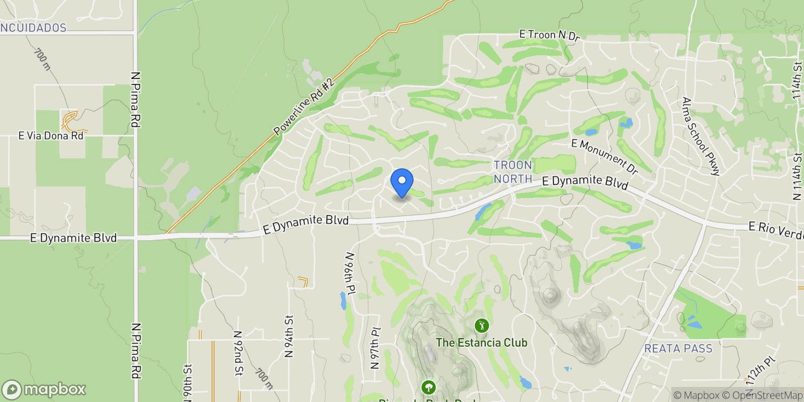 Map showing 9847 E Hidden Green Drive , Scottsdale, AZ 85262, Scottsdale, Arizona, United States.