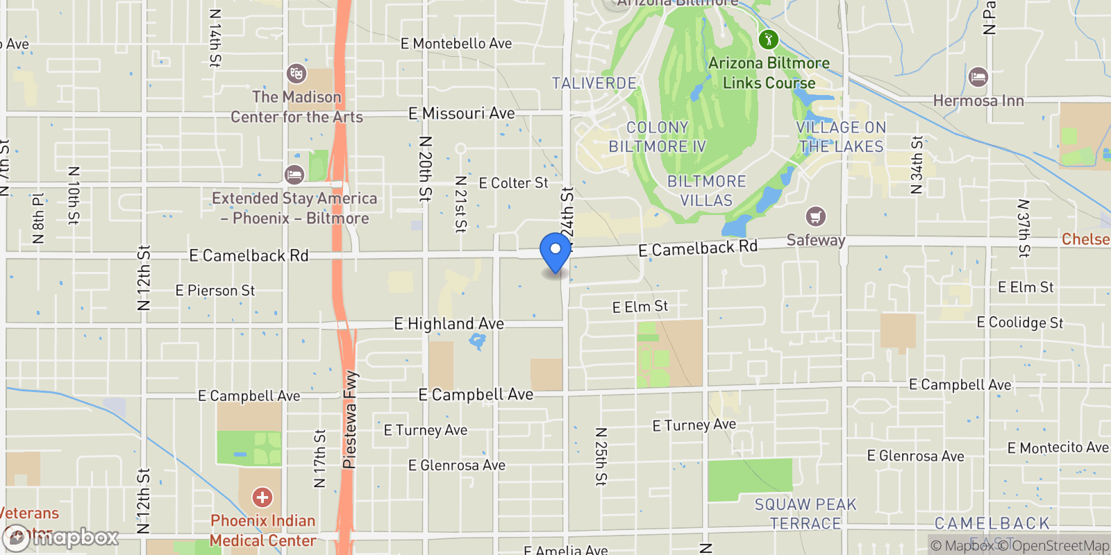 Map showing 4808 N 24th Street 627, Phoenix, AZ 85016, Phoenix, Arizona, United States.