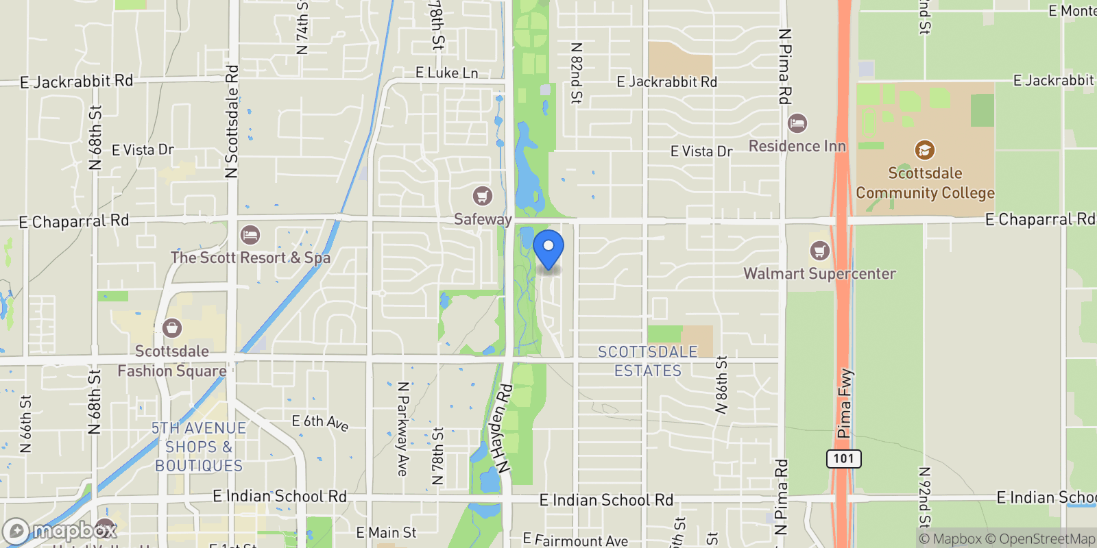 Map showing 8100 E Camelback Road Unit# 129, Scottsdale, AZ 85251, Scottsdale, Arizona, United States.