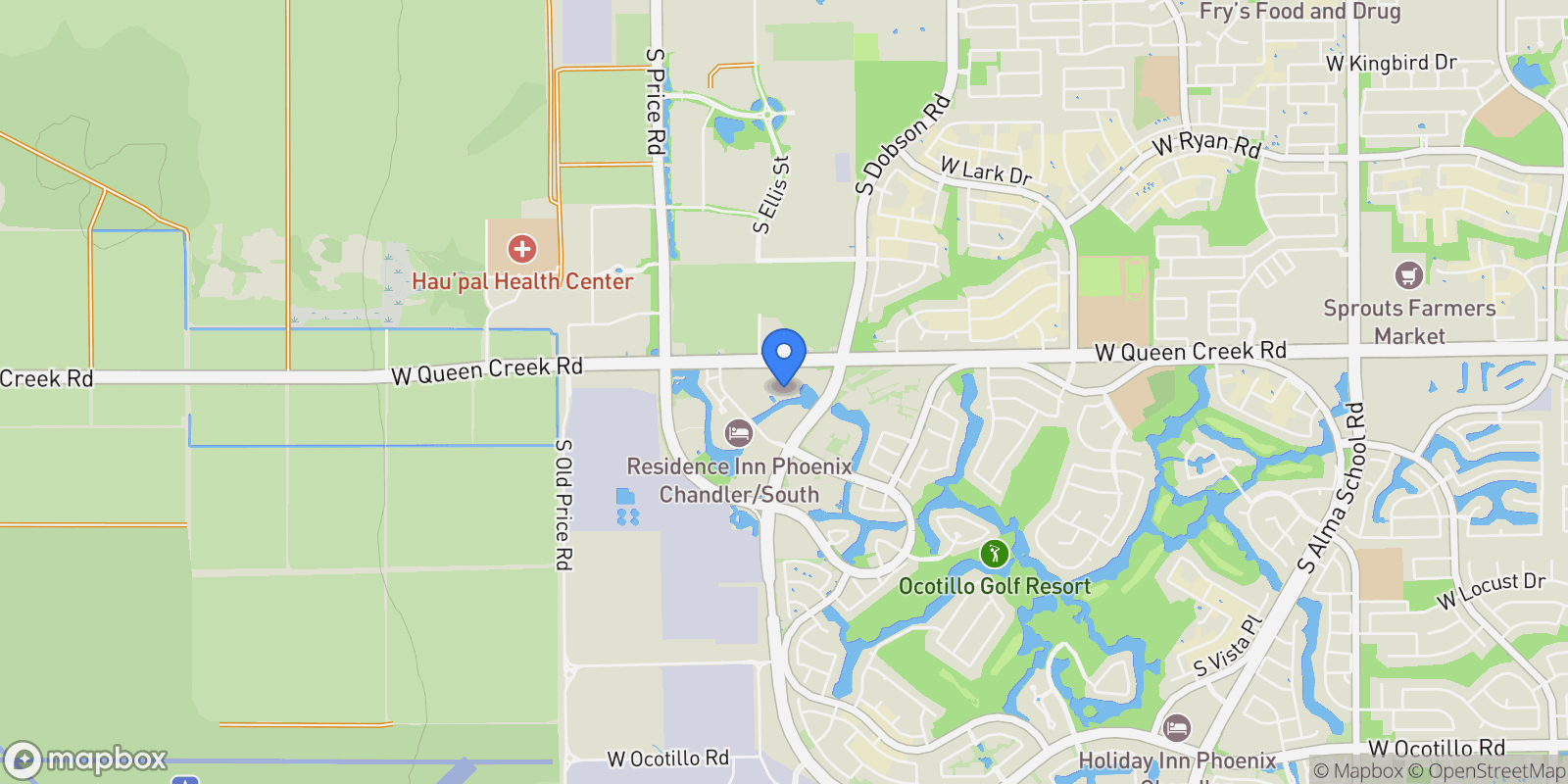 Map showing 2511 W Queen Creek Road Unit# 325, Chandler, AZ 85248, Sun Lakes, Arizona, United States.