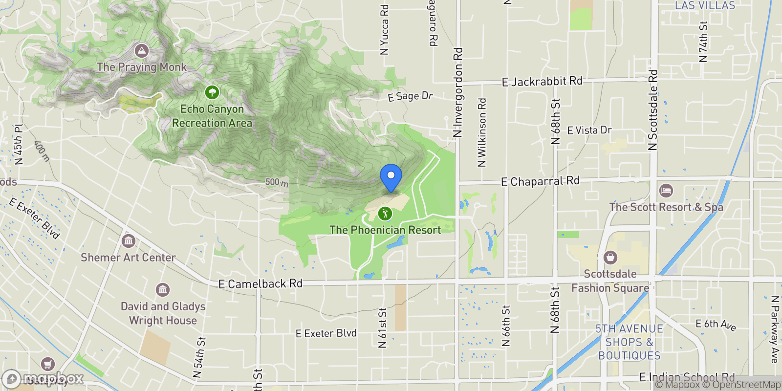 Map showing 5000 N Camelback Ridge Road Unit# 210, Scottsdale, AZ 85251, Paradise Valley, Arizona, United States.