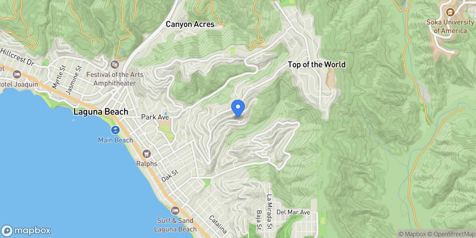 Map showing 1450 Terrace Way , Laguna Beach, CA 92651, Laguna Beach, California, United States.