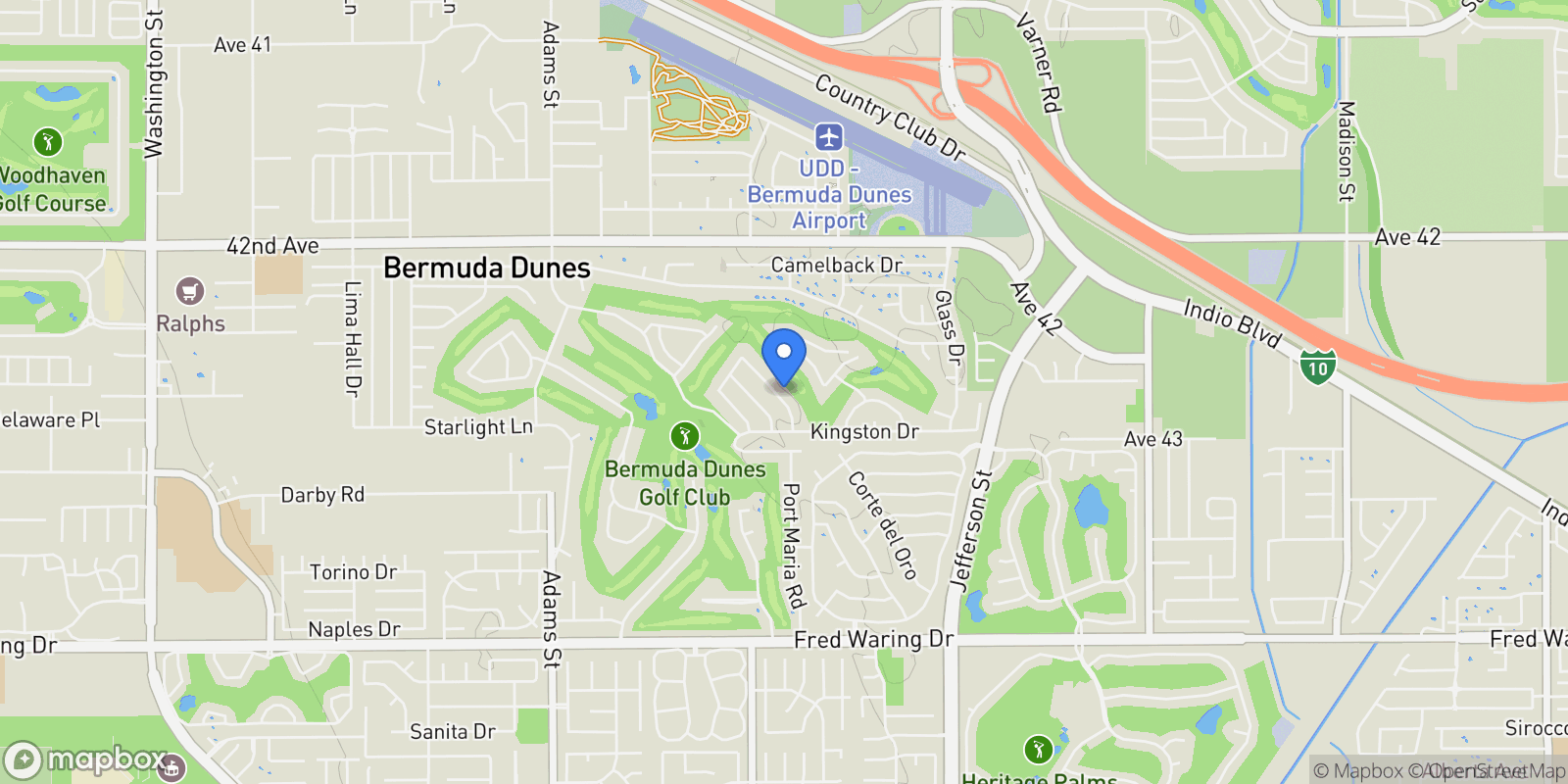 Map showing 42820 Caballeros Drive , Bermuda Dunes, CA 92203, Indio, California, United States.