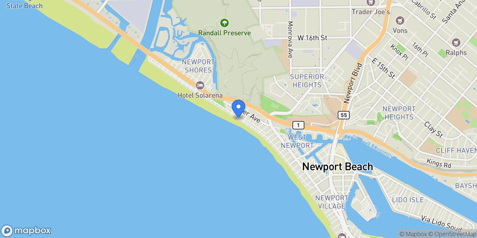Map showing 5201 Seashore Drive , Newport Beach, CA 92663, Newport Beach, California, United States.