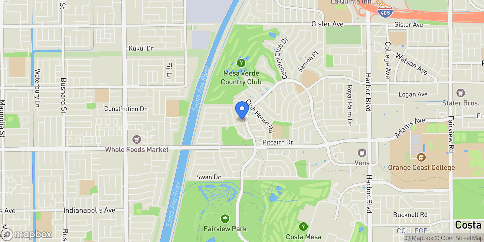 Map showing 1959 Balearic , Costa Mesa, CA 92626, Costa Mesa, California, United States.