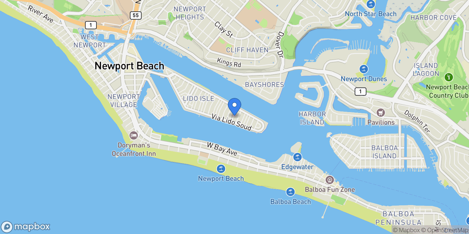 Map showing 120 Via Trieste , Newport Beach, CA 92663, Newport Beach, California, United States.