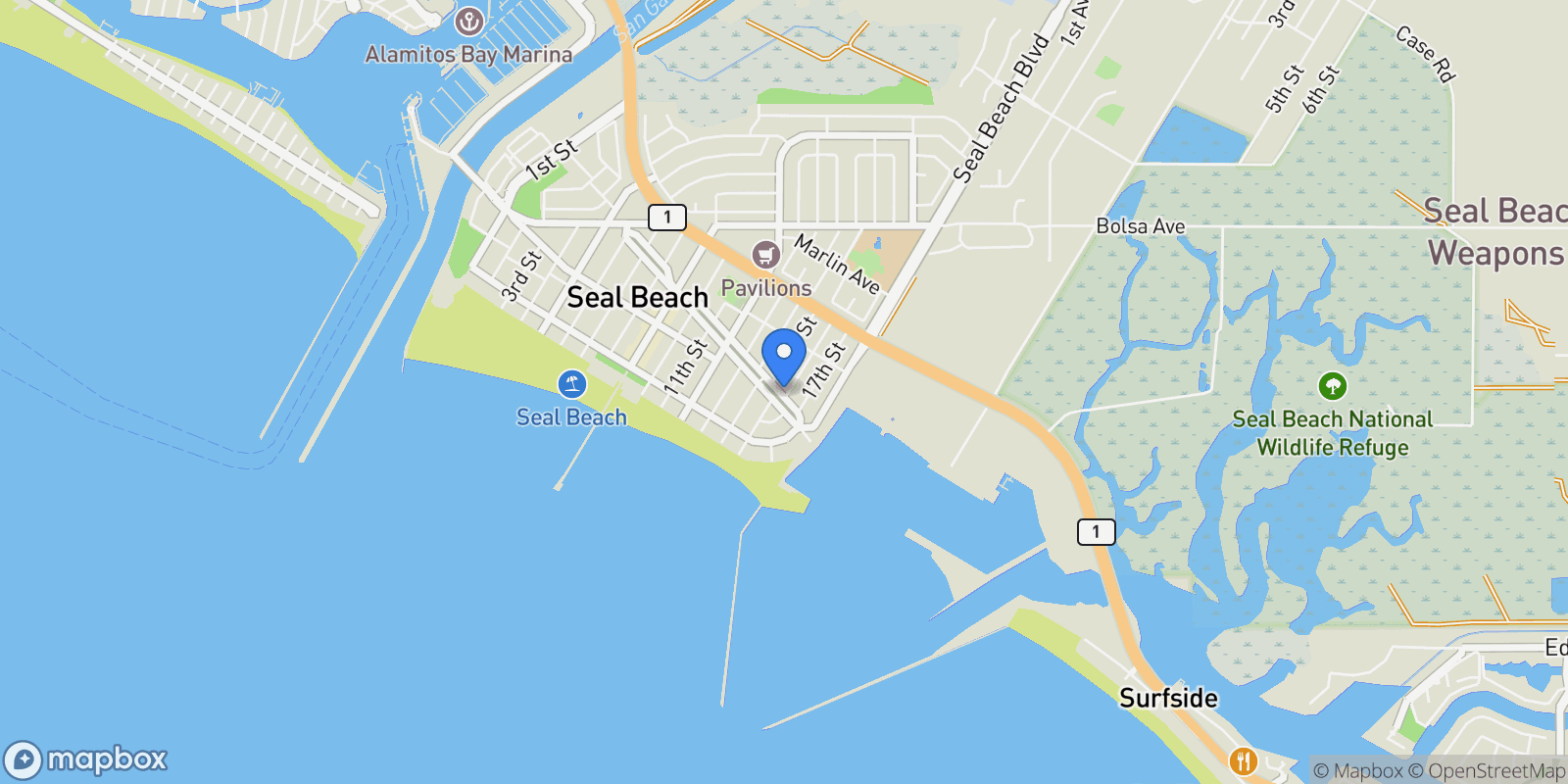 Map showing 1515 Electric Avenue , Seal Beach, CA 90740, Seal Beach, California, United States.