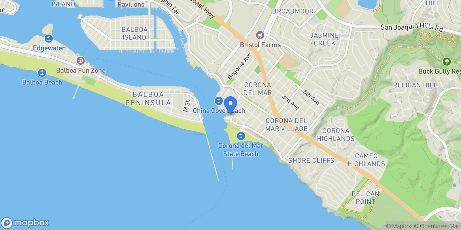 Map showing 2727 Ocean Boulevard , Corona Del Mar, CA 92625, Newport Beach, California, United States.