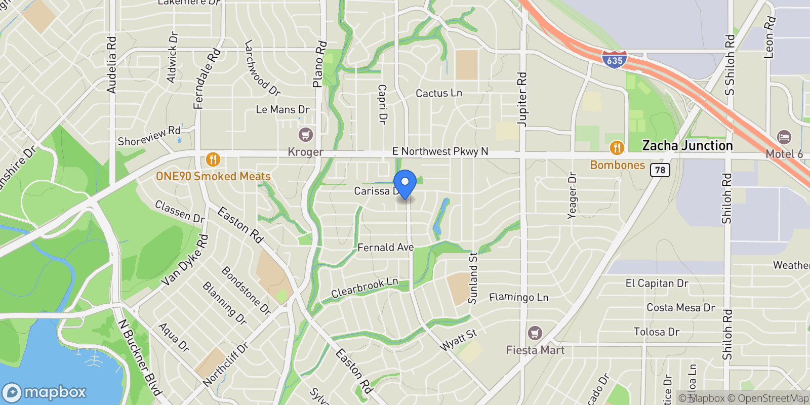 Map showing 12121 Lochwood Boulevard , Dallas, TX 75218, Dallas, Texas, United States.