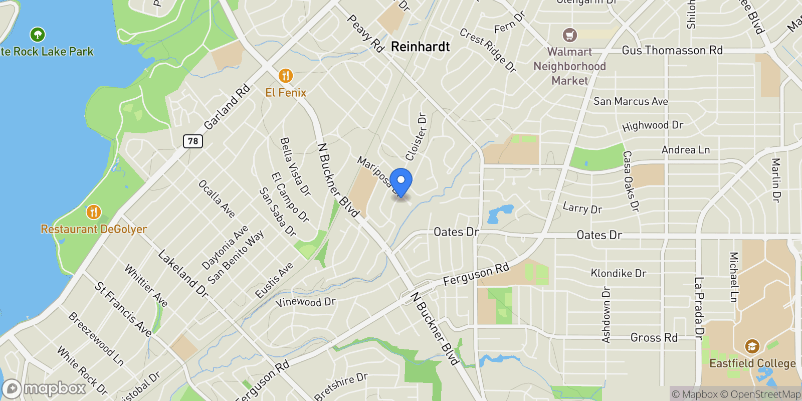 Map showing 1804-1806 Mariposa Drive , Dallas, TX 75228, Dallas, Texas, United States.