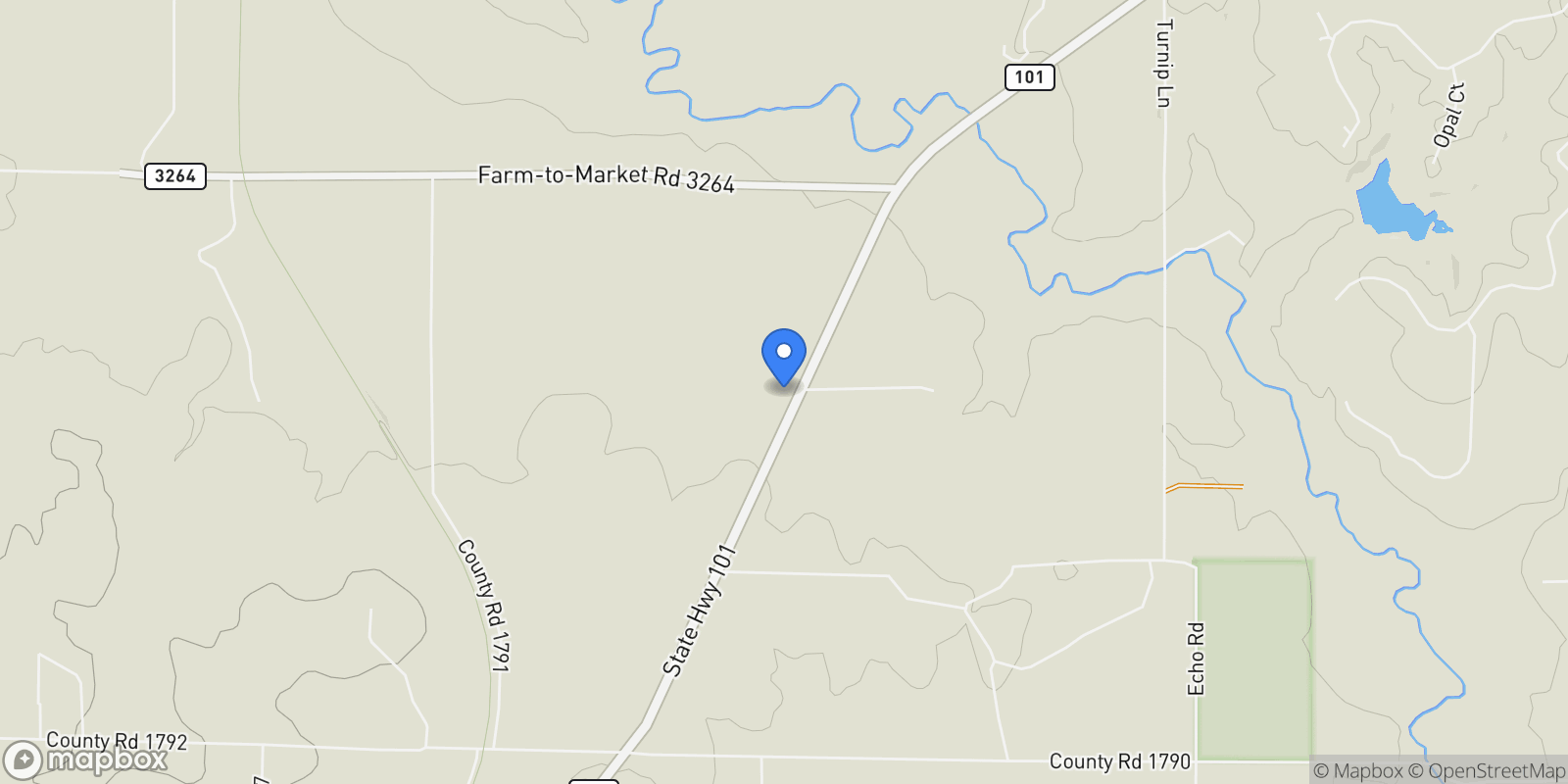Map showing 5321 N Highway 101 Highway, Sunset, Texas, United States.