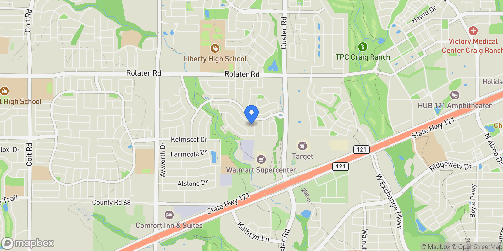 Map showing 15577 Mountain View Lane, Frisco, Texas, United States.