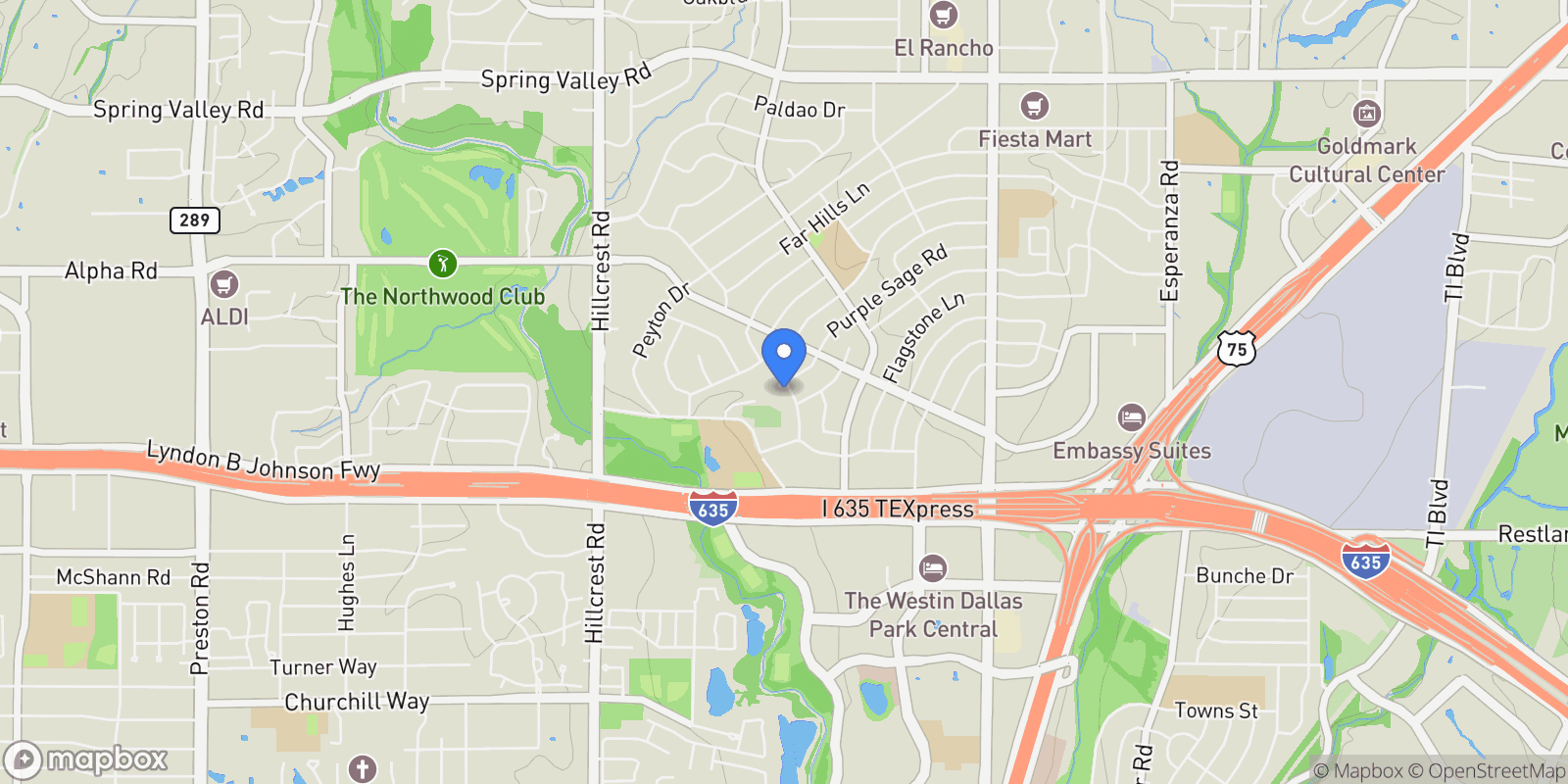 Map showing 13308 Purple Sage Road, Dallas, Texas, United States.