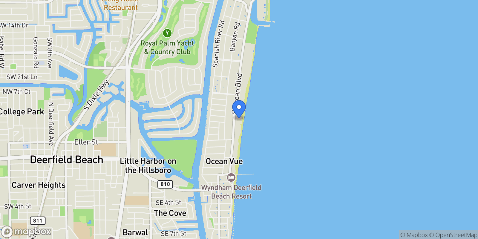 Map showing 2800 S Ocean Boulevard, Boca Raton, Florida, United States.