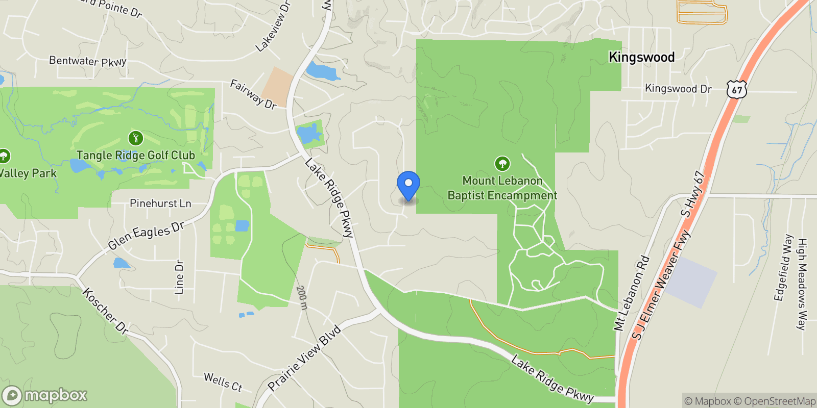 Map showing 1356 Sunset Ridge Circle, Cedar Hill, Texas, United States.