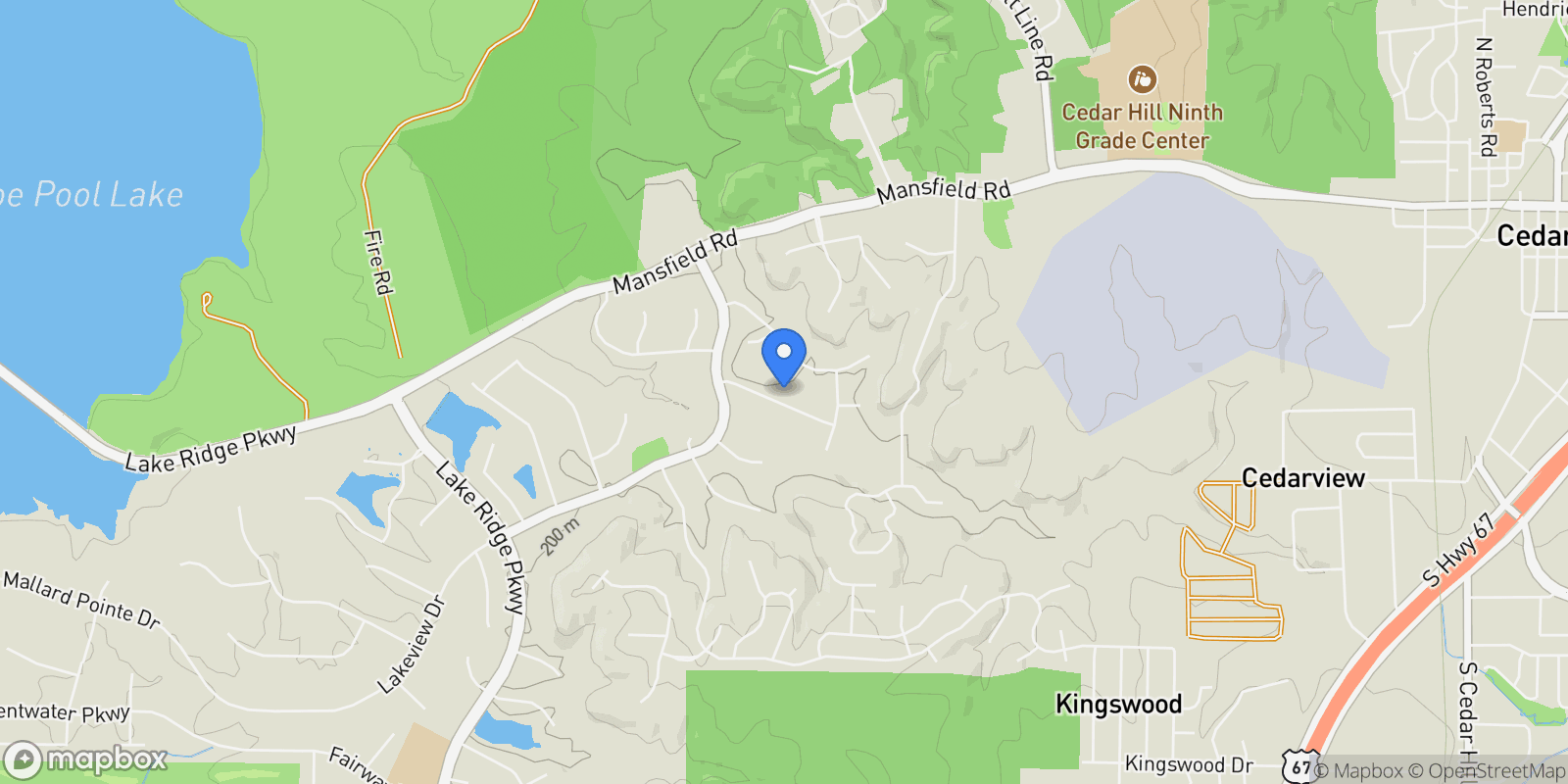 Map showing 2221 Southern Oaks Drive, Cedar Hill, Texas, United States.