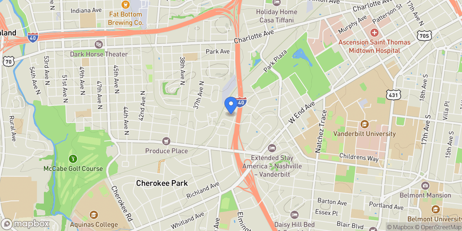Map showing 405B Saint Francis Ave, Nashville, TN 37205, Nashville, Tennessee, United States.