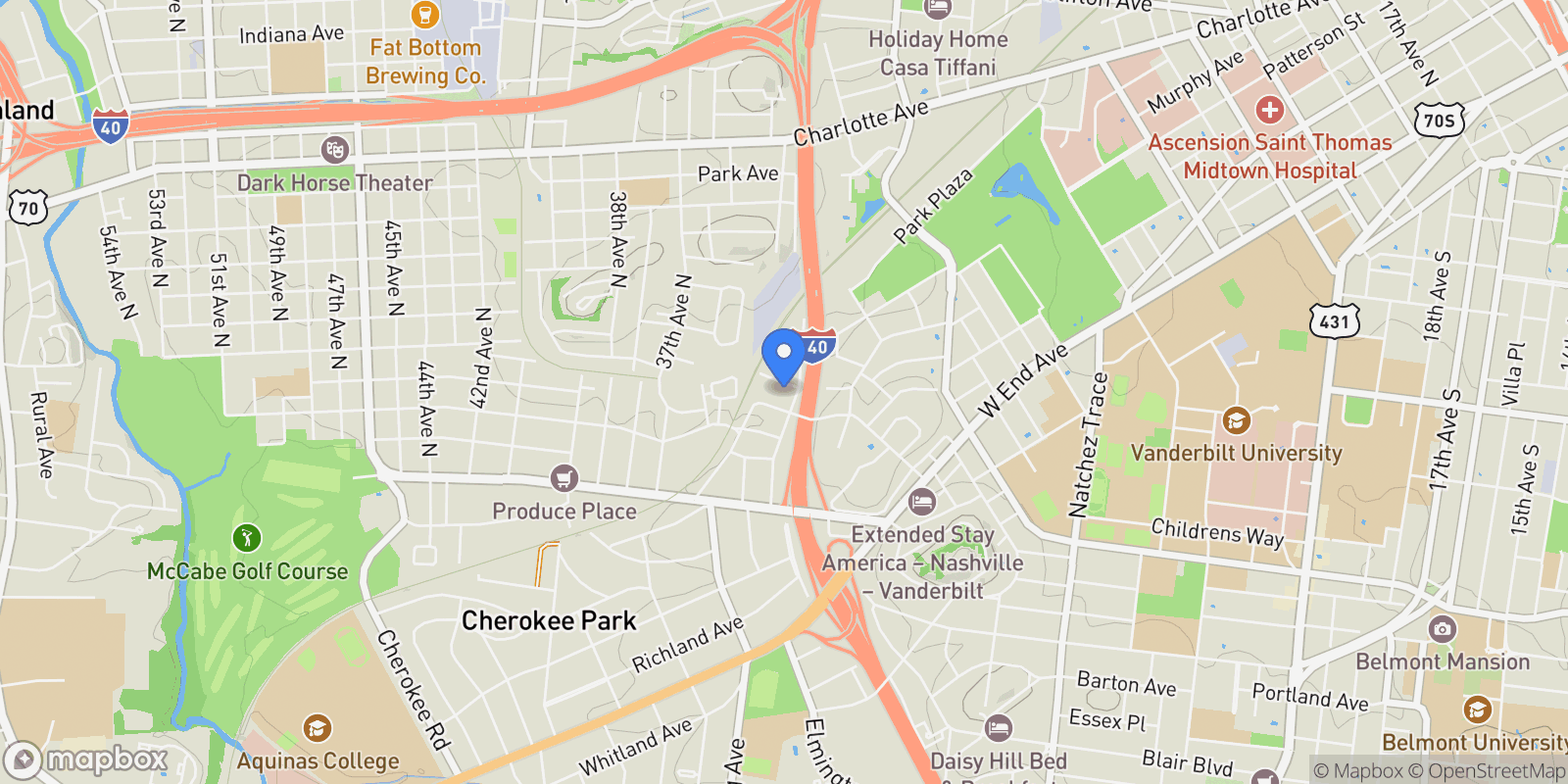 Map showing 405A Saint Francis Ave, Nashville, TN 37205, Nashville, Tennessee, United States.