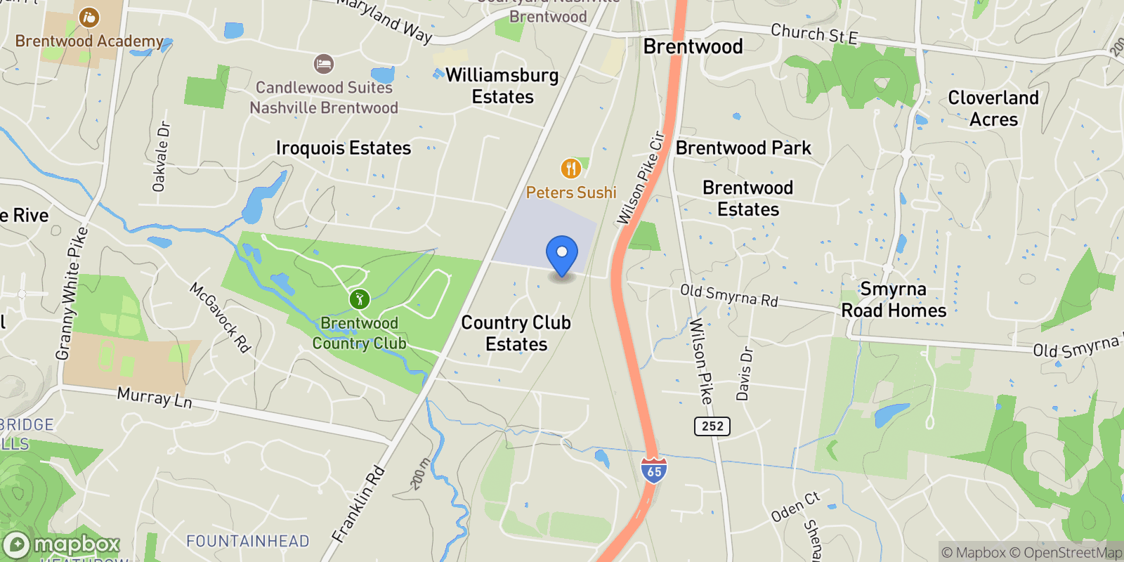 Map showing 7015 Wilson Pike Cir, Brentwood, TN 37027, Nashville, Tennessee, United States.