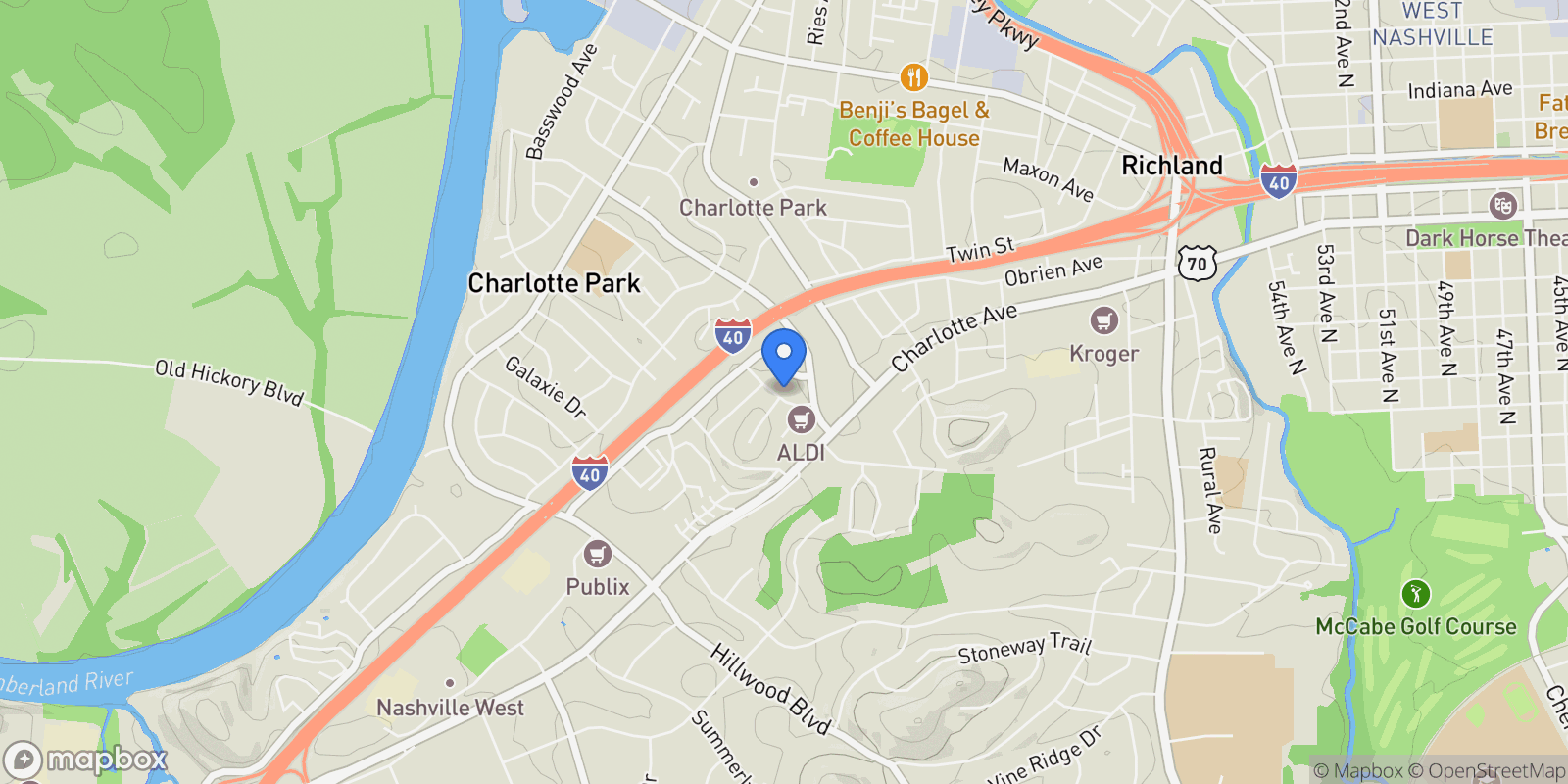 Map showing 416 Mercomatic Dr, Nashville, TN 37209, Nashville, Tennessee, United States.