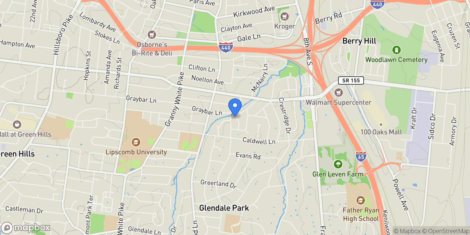 Map showing 3609D Wilbur Pl, Nashville, TN 37204, Nashville, Tennessee, United States.