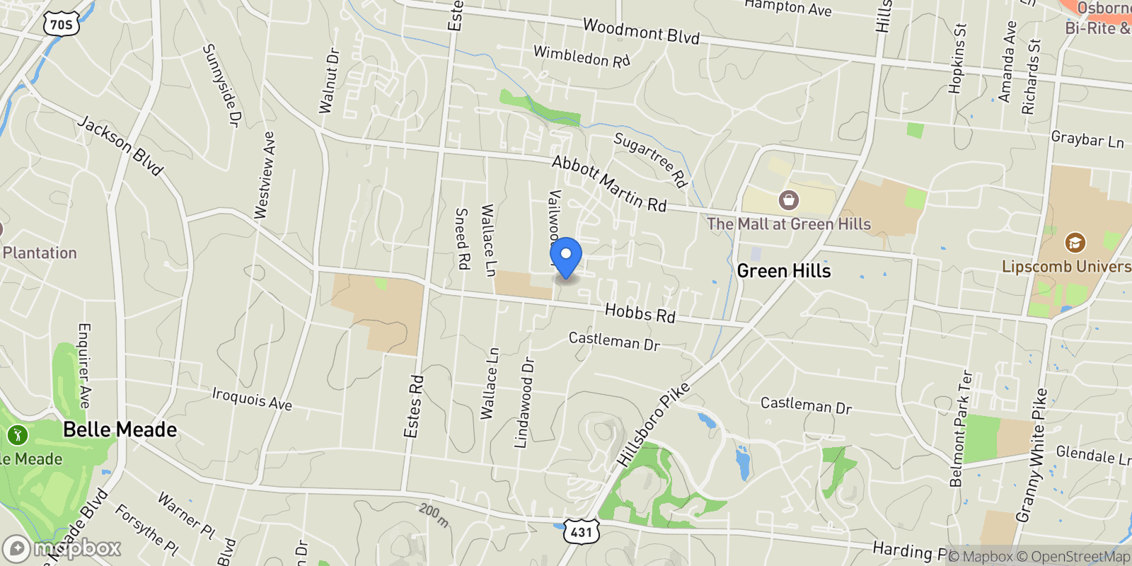 Map showing 3304D Hobbs Rd, Nashville, TN 37215, Forest Hills, Tennessee, United States.