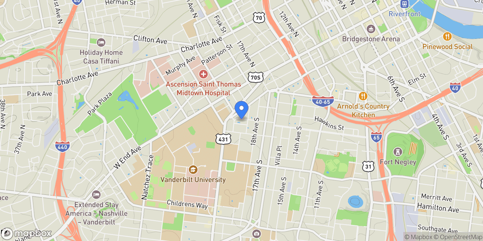 Map showing 900 20th Ave S #801, Nashville, TN 37212, Nashville, Tennessee, United States.