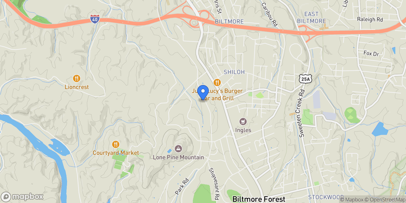 Map showing 325 Vanderbilt Road, Asheville, NC 28803, Asheville, North Carolina, United States.
