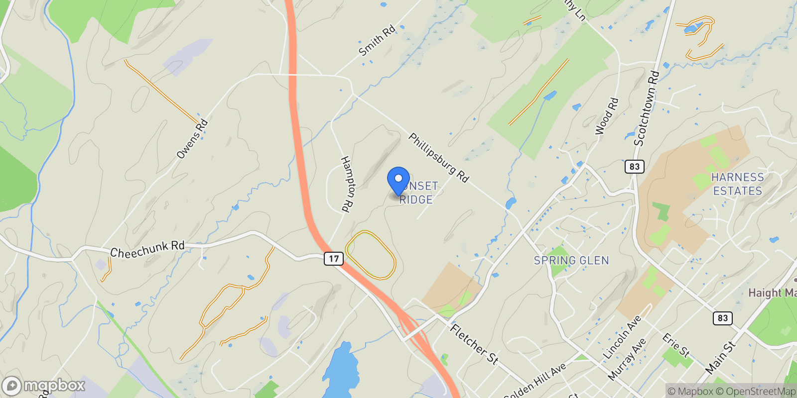 Map showing 14 Sutton Lane, Goshen, NY 10924, Goshen, New York, United States.