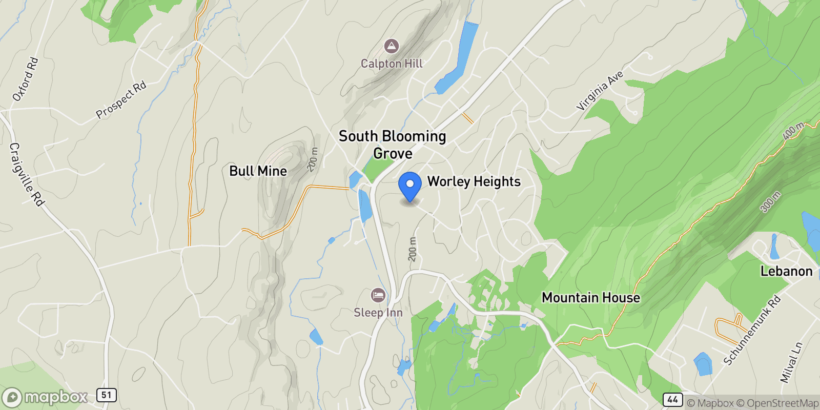 Map showing 36 Duelk Avenue, Monroe, NY 10950, Monroe, New York, United States.