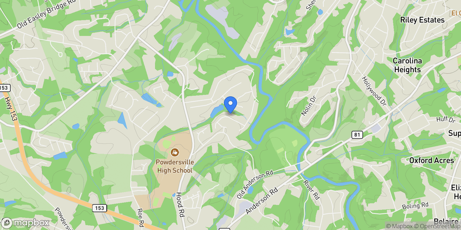 Map showing 114 Walnut Creek Way, Greenville, SC 29611, Greenville, South Carolina, United States.