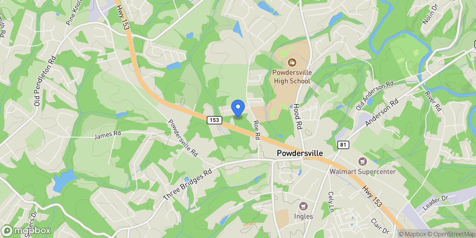Map showing 3900 Highway 153, Greenville, SC 29611, Greenville, South Carolina, United States.