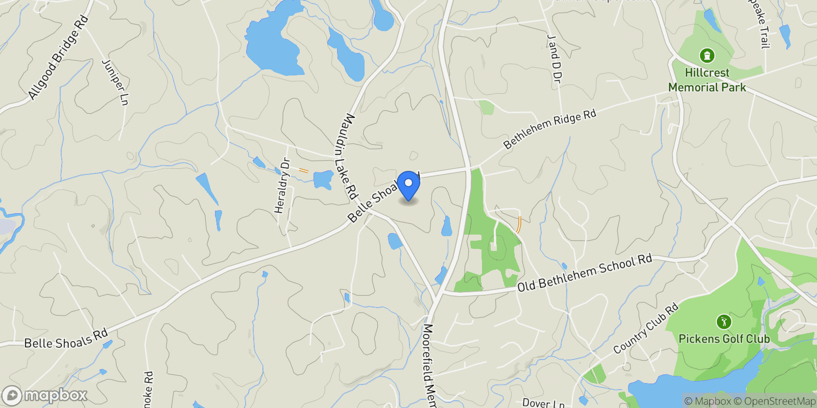 Map showing 1932 Belle Shoals Road, Pickens, SC 29671, Pickens, South Carolina, United States.