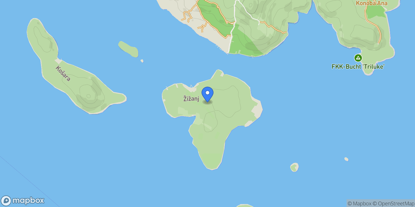 Map showing Zadar, Zadar, 13 23000, Tkon, Zadar County, Croatia.