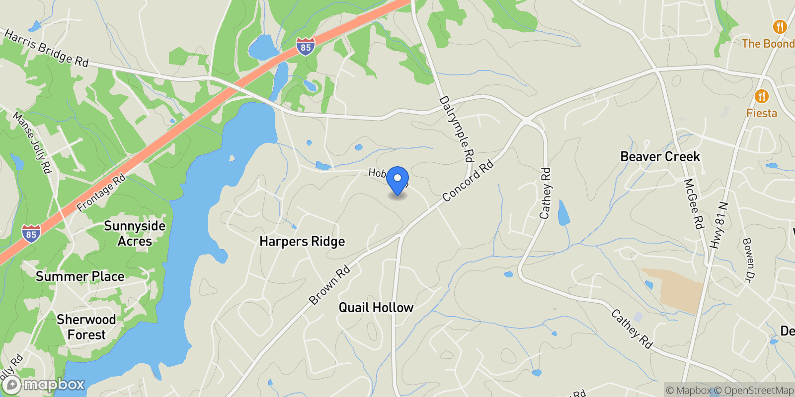 Map showing 1021 Hobby Lane, Anderson, SC 29621, Anderson, South Carolina, United States.
