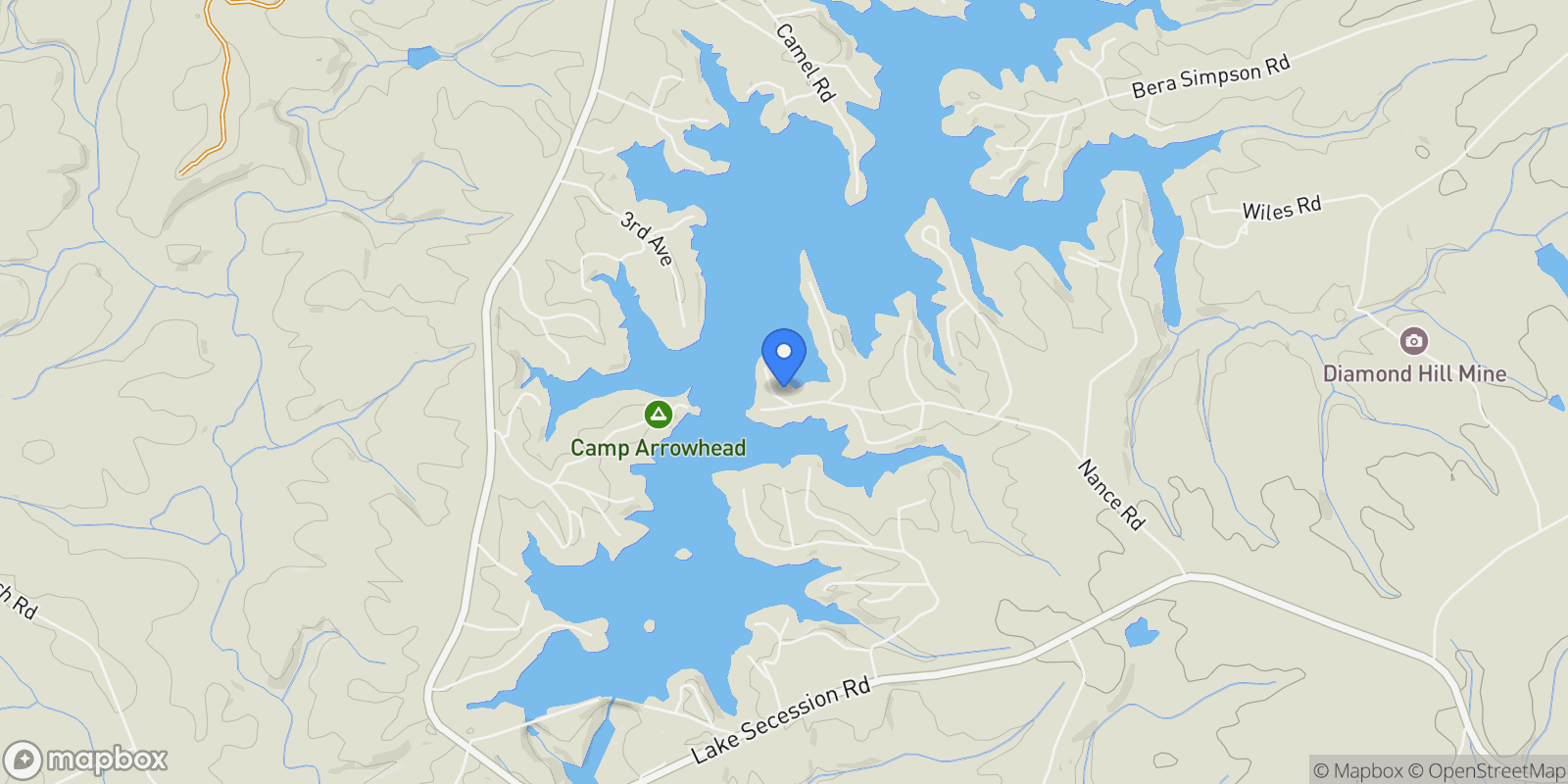 Map showing 10 Turtle Point, Abbeville, SC 29620, Abbeville, South Carolina, United States.