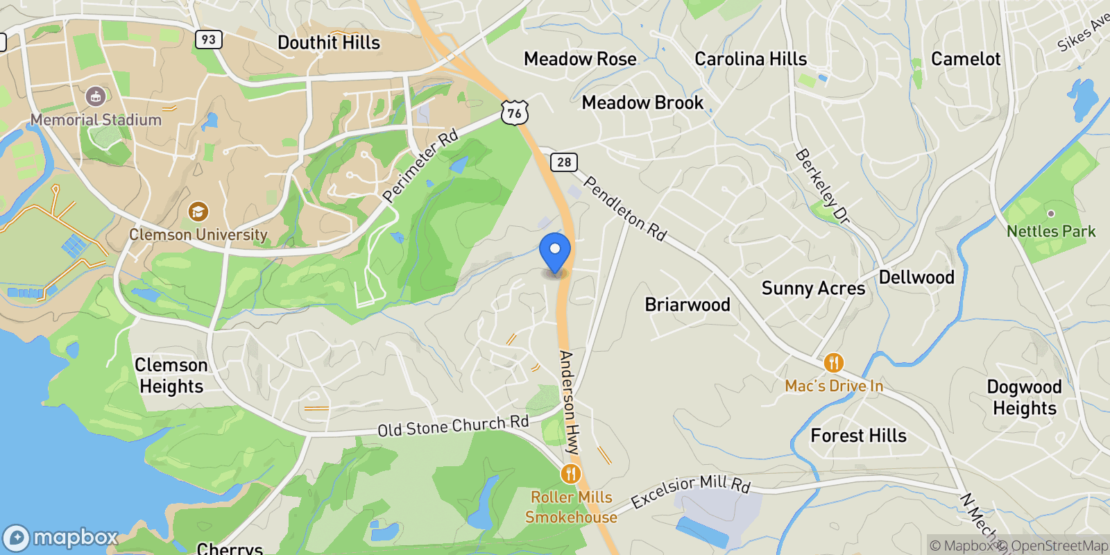 Map showing 00 76 Highway, Clemson, SC 29631, Clemson, South Carolina, United States.