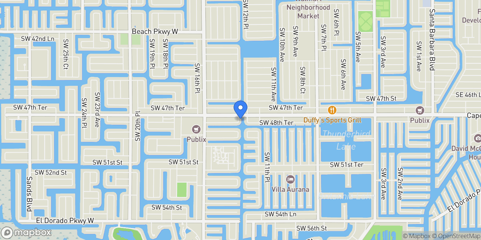 Map showing 4809 SW 13th Avenue, Cape Coral, FL 33914, Cape Coral, Florida, United States.