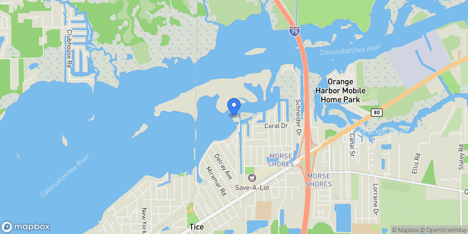 Map showing 4885 E Riverside Drive, Fort Myers, FL 33905, Fort Myers, FL, United States.