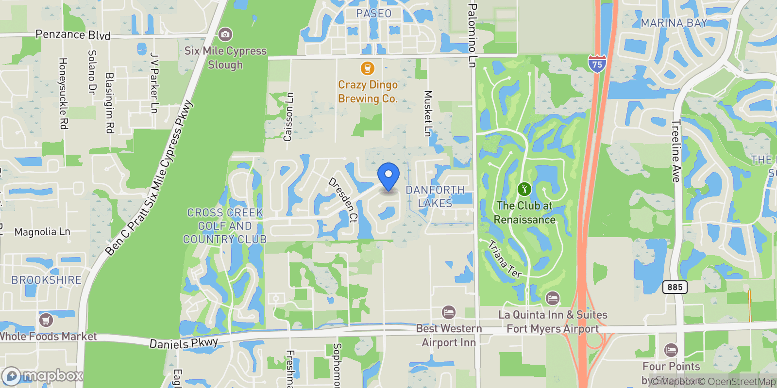 Map showing 12993 Kedleston Circle, Fort Myers, FL 33912, Fort Myers, Florida, United States.