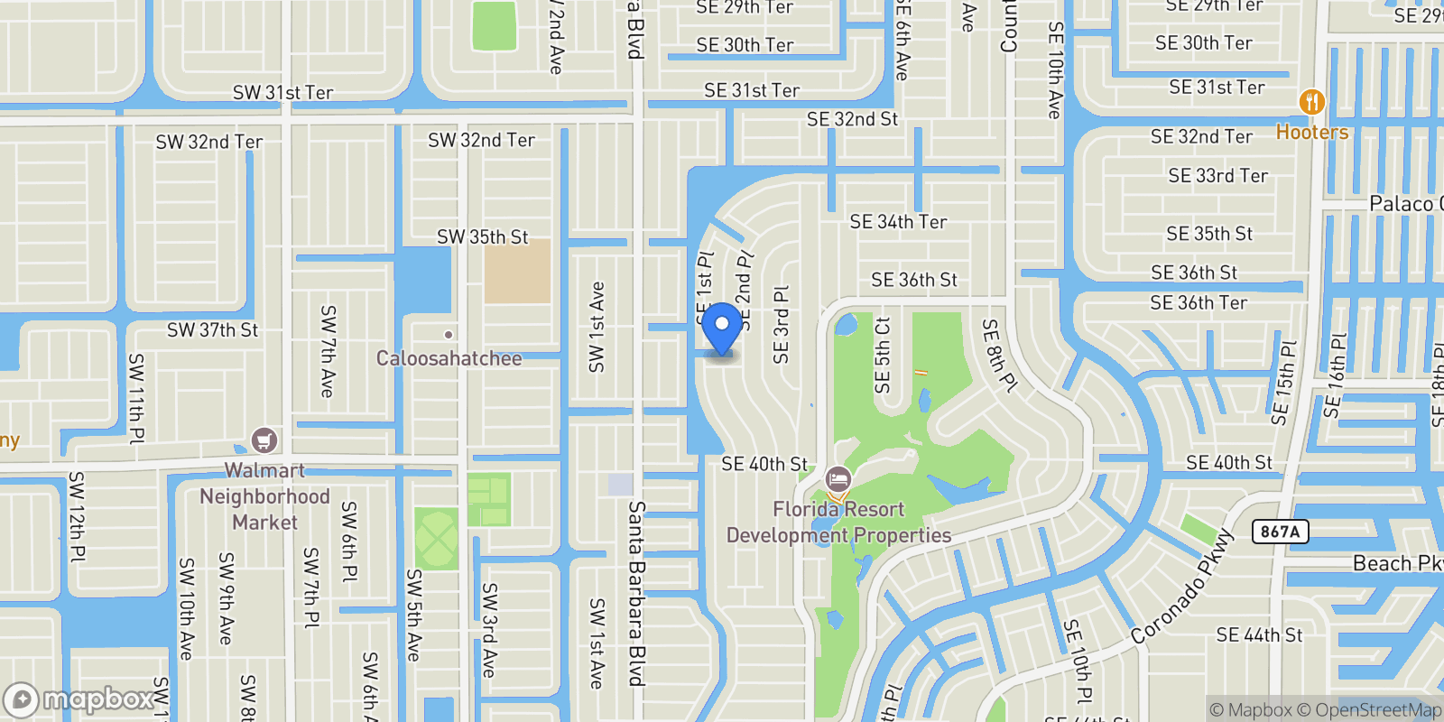 Map showing 211 SE 37th Lane, Cape Coral, FL 33904, Cape Coral, Florida, United States.