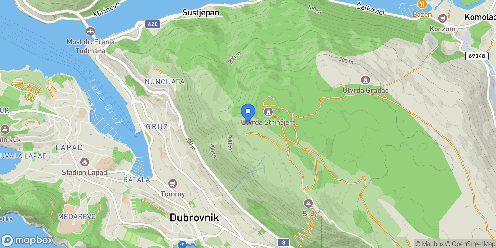 Map showing Dubrovnik, 19 20000, Gradski kotar Gruz, Dubrovnik, Dubrovnik-Neretva County.