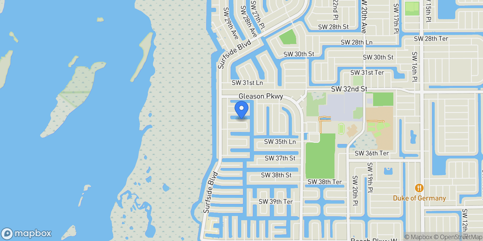 Map showing 2811 SW 34th Terrace, Cape Coral, FL 33914, Cape Coral, Florida, United States.