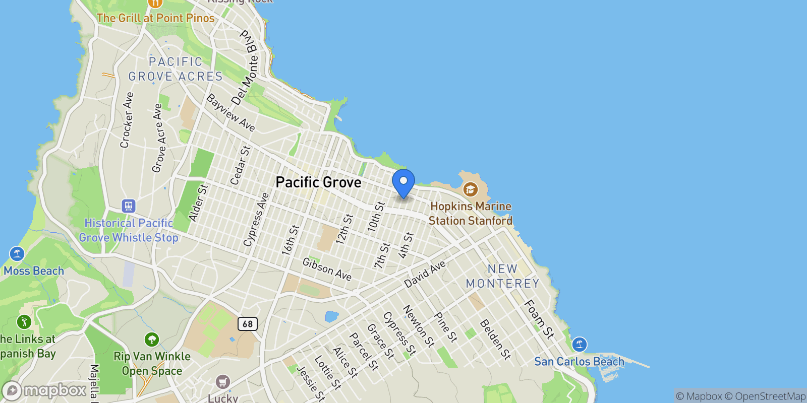 Map showing 131 7th Street, Pacific Grove, CA 93950, Pacific Grove, California, United States.